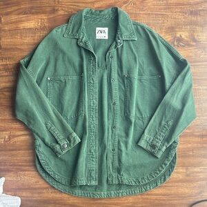Zara Women's Green Shirt Jacket